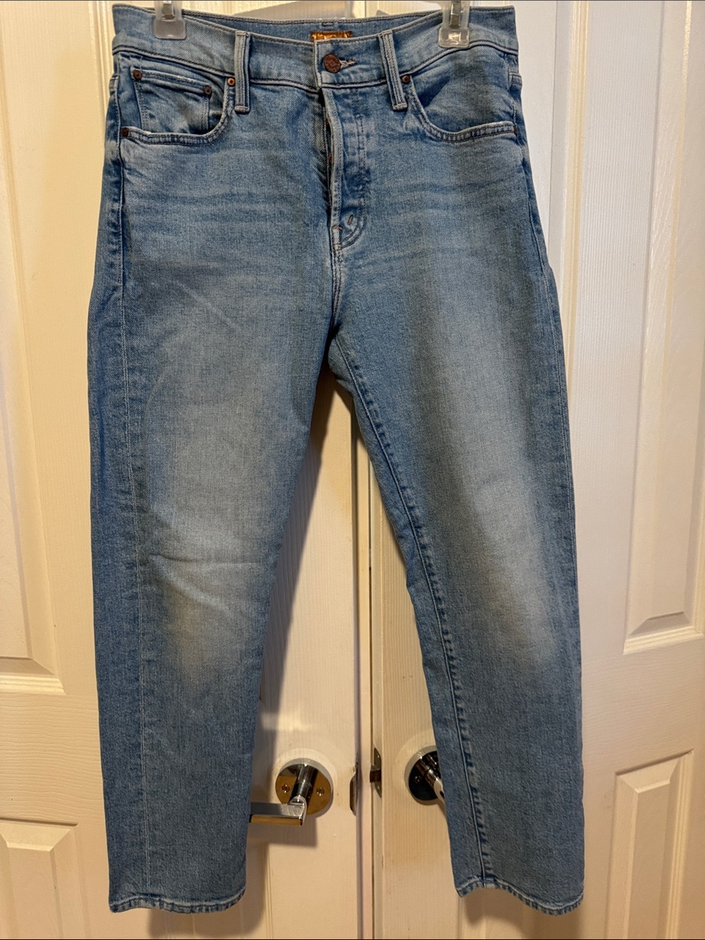 MOTHER Light Blue High-Rise Straight Jeans